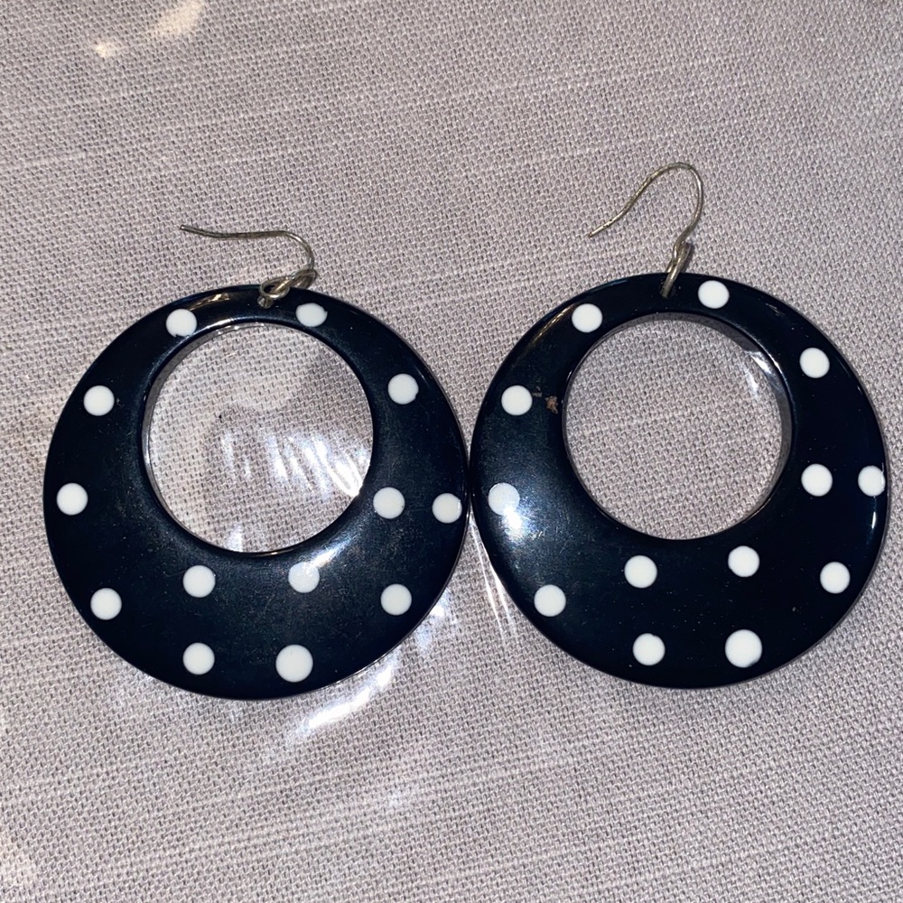 Black and White Polka Dot Earrings